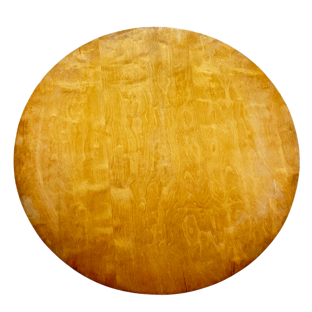 1950s French : golden birch 27.6" round pedestal table