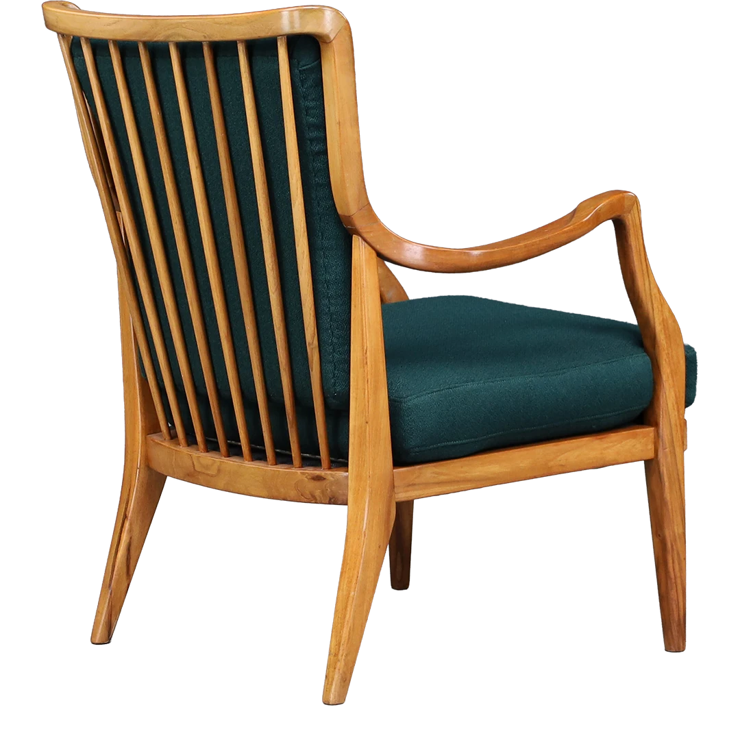 Late 1940s Viennese : sculpted beech armchair w/spindle back, Kvadrat