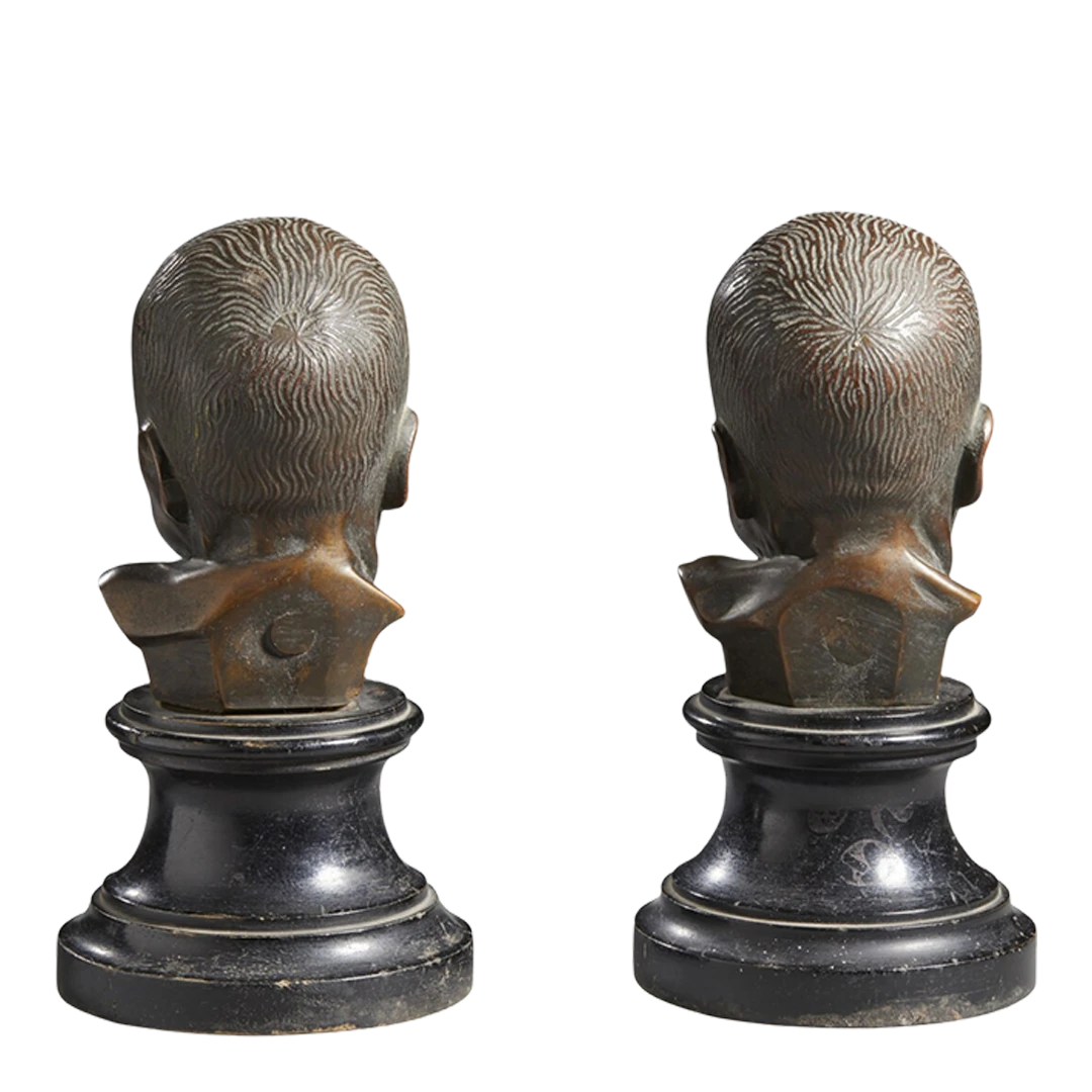 Italian c1900 : pair of bronze baby heads