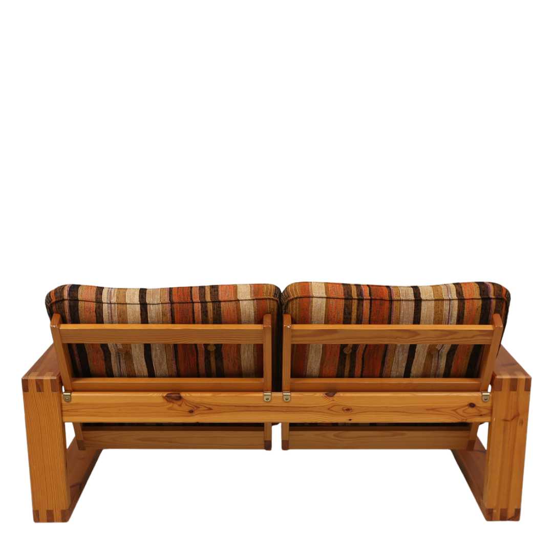 1970s Swedish : solid pinewood 2-seat sofa, style of Yngve Ekström