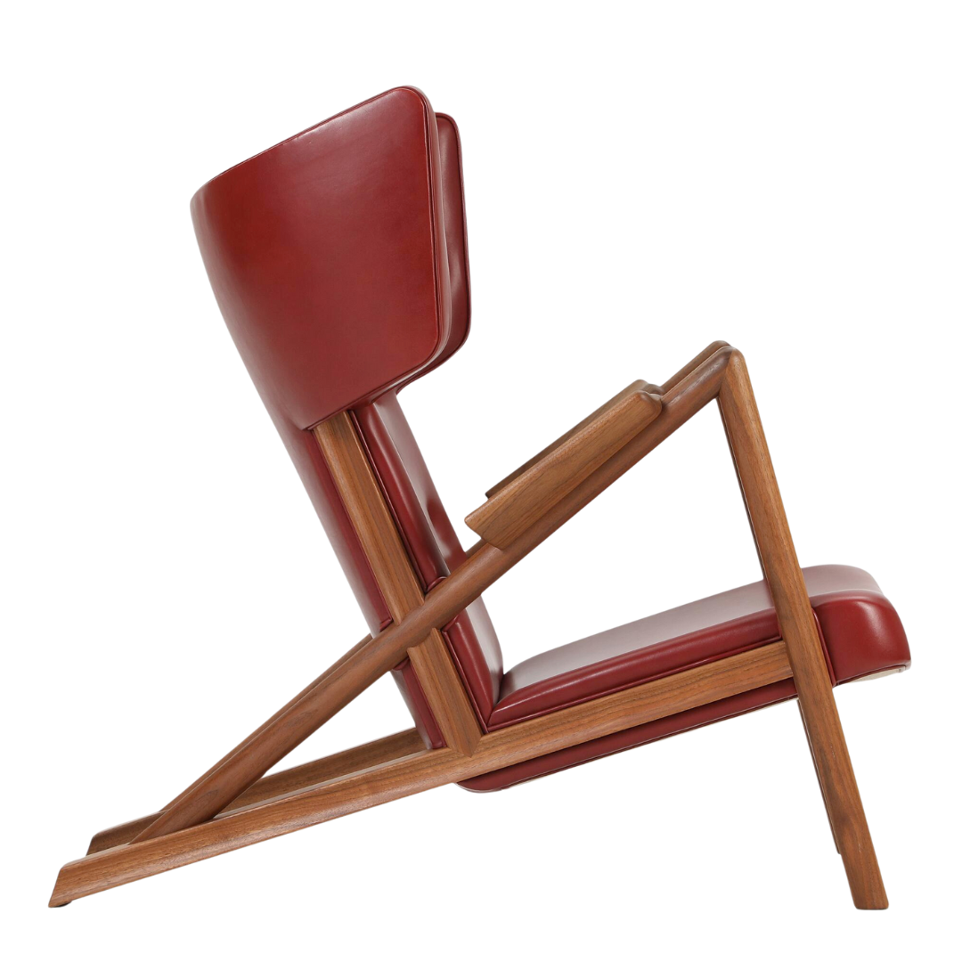 1938 Finn Juhl : iconic "The Grasshopper Chair", Indian Red leather & walnut