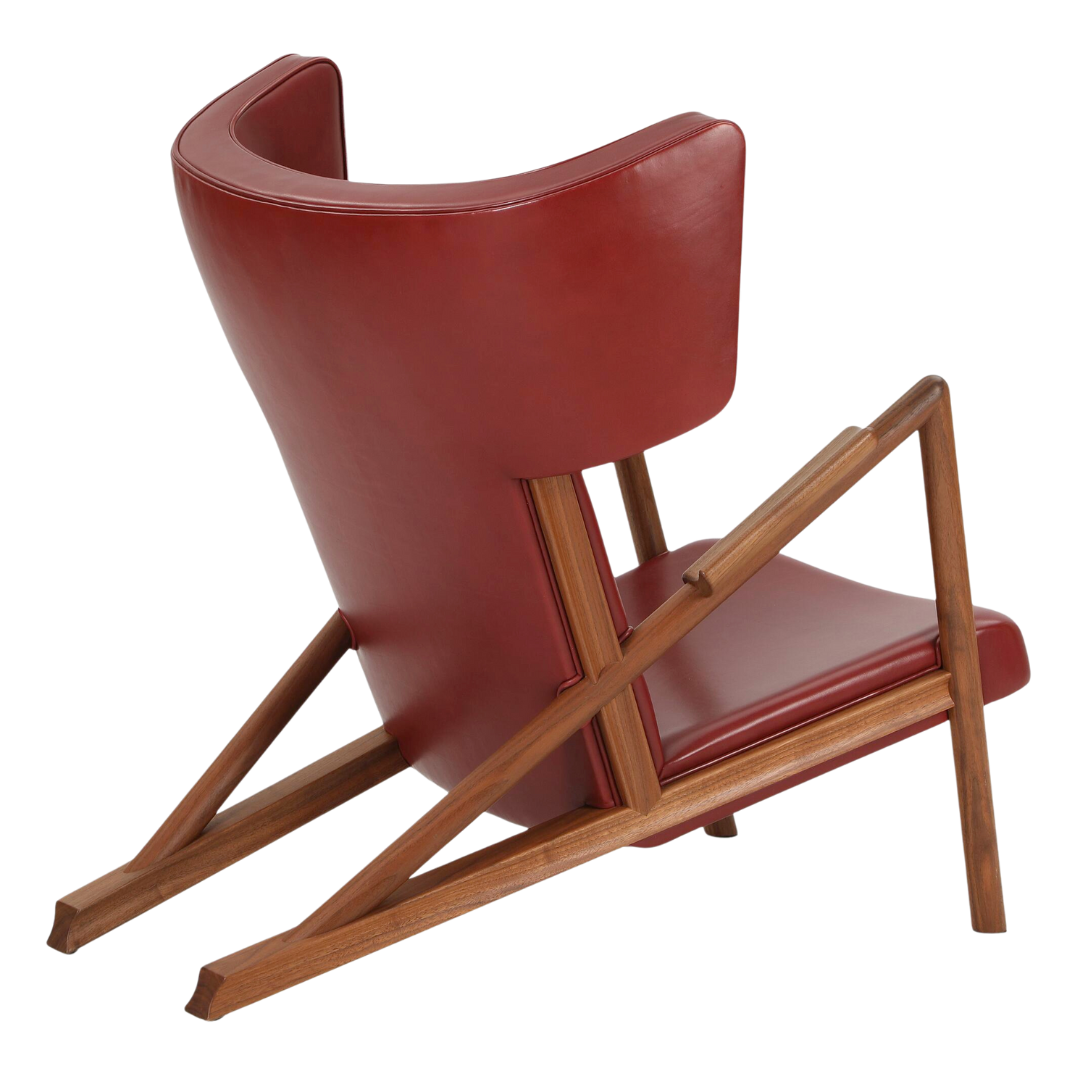 1938 Finn Juhl : iconic "The Grasshopper Chair", Indian Red leather & walnut