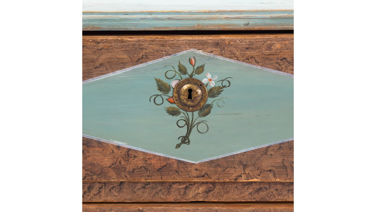 c1845 Swedish grain painted pinewood chest of drawers