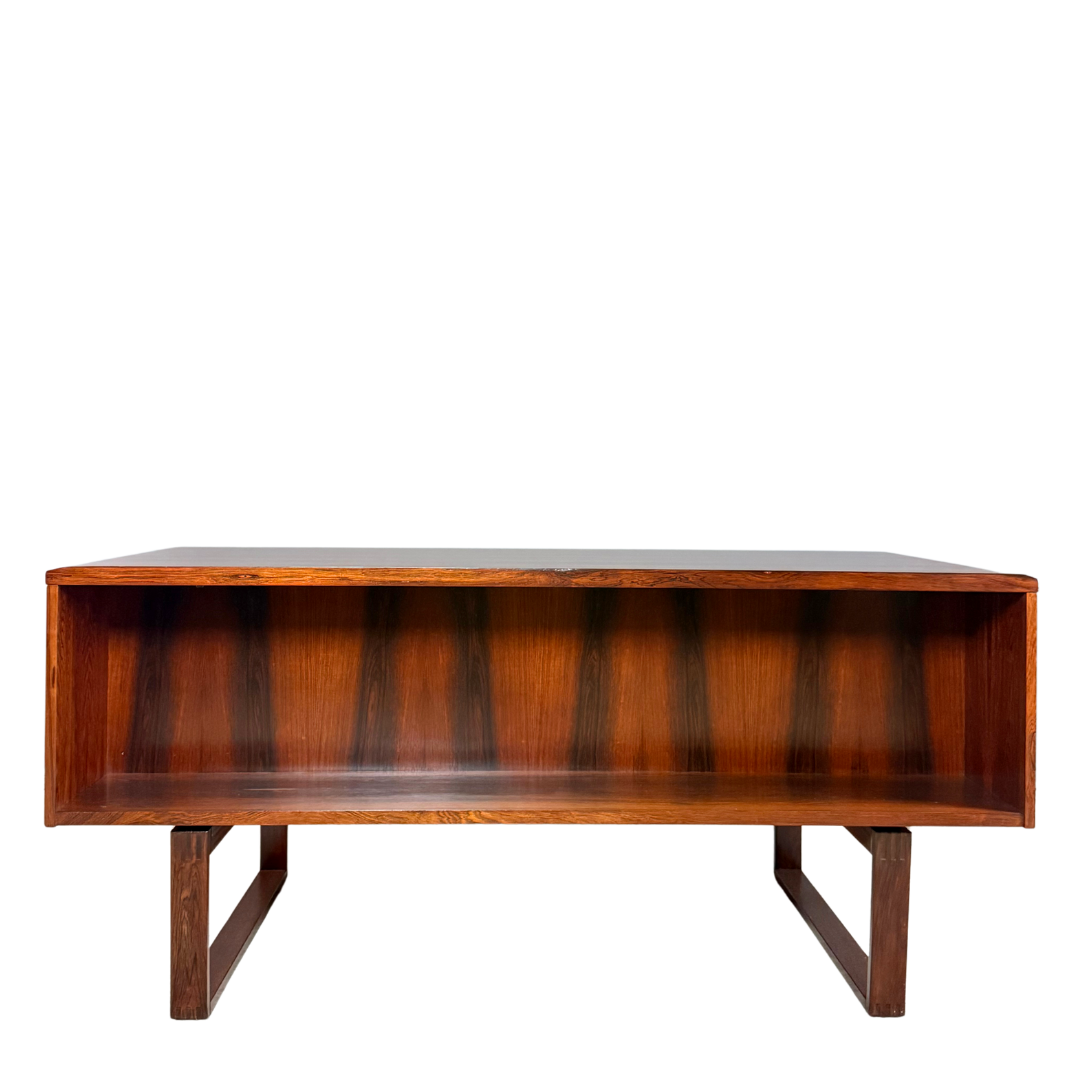 1960s Drylund : rosewood desk on runner legs, Denmark