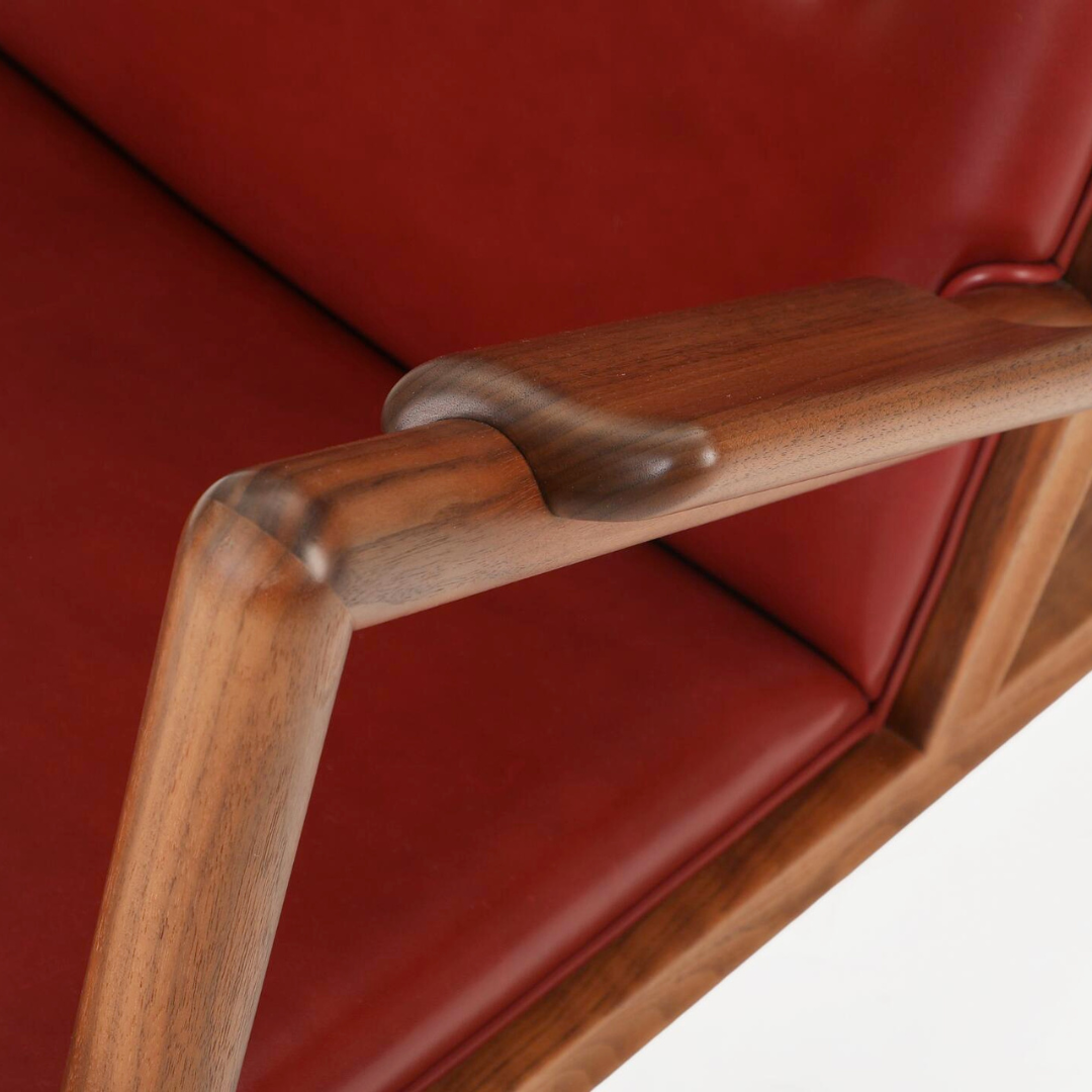 1938 Finn Juhl : iconic "The Grasshopper Chair", Indian Red leather & walnut