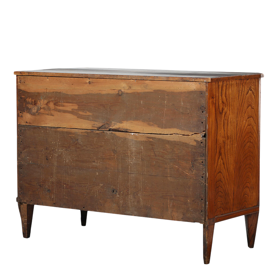 1860s Rural Danish : solid elmwood 3-drawer chest w/hidden storage