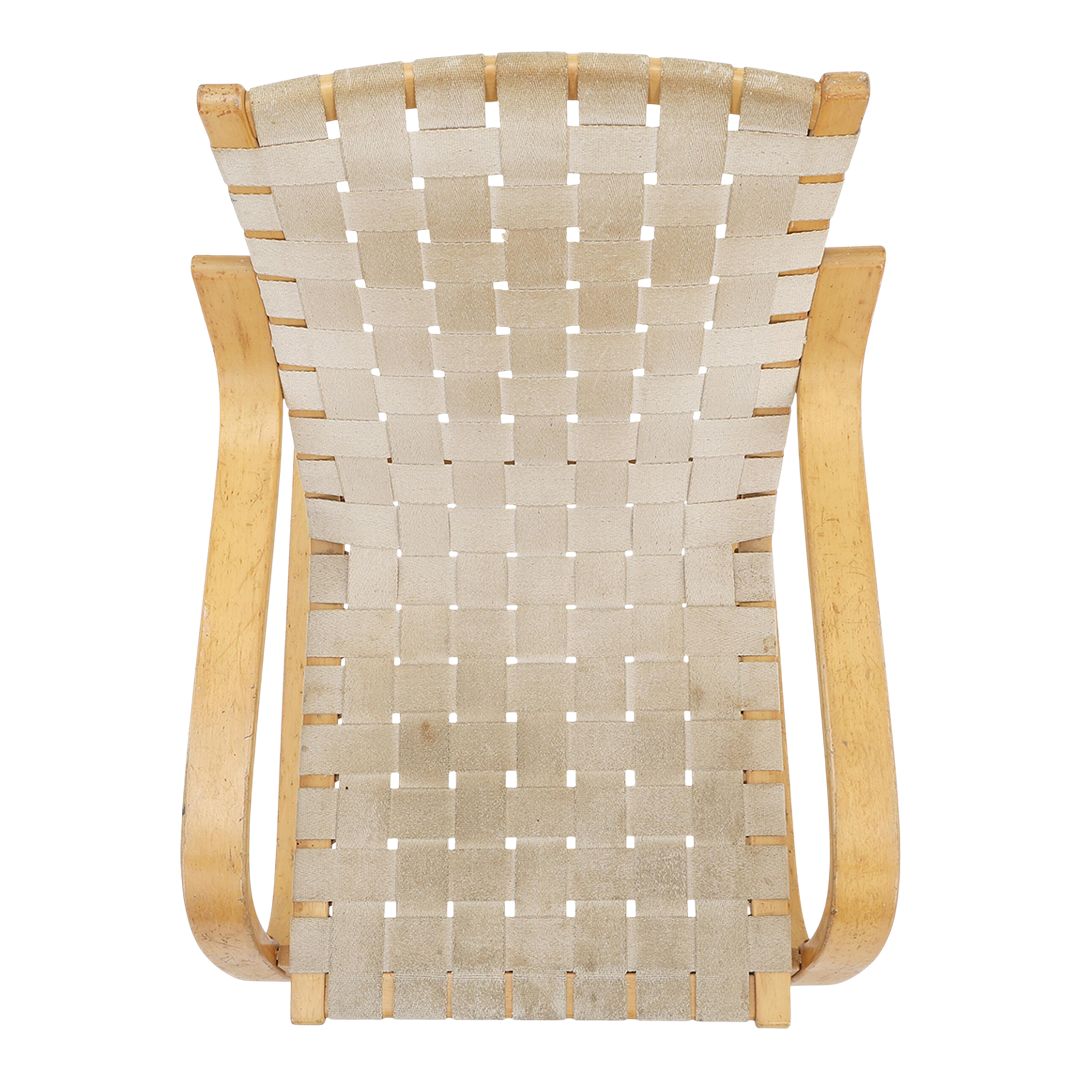 1939 Alvar Aalto : Model 406 bent birch & canvas cantilever armchair