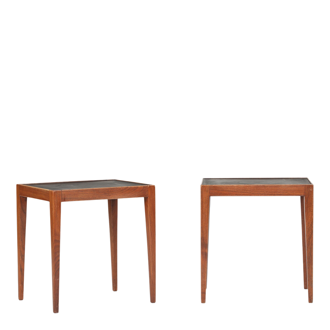 1960s Danish Design : pair of rosewood & black laminate side tables