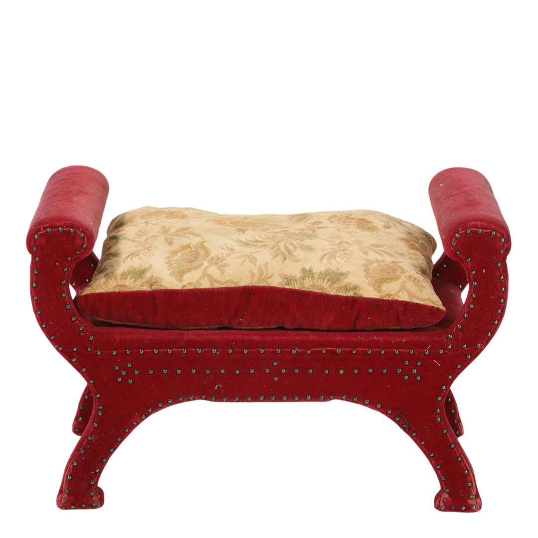 1930s Otto Schulz : classic stool/bench in red velvet