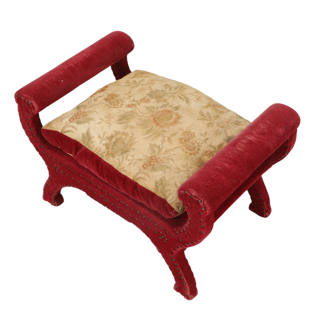 1930s Otto Schulz : classic stool/bench in red velvet