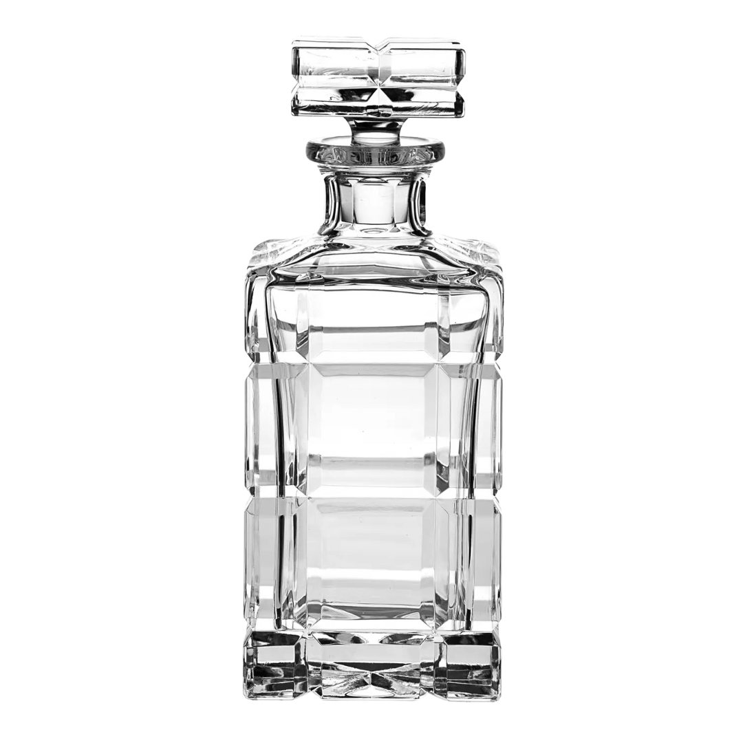 European Barware : 25oz square crystal whiskey decanter