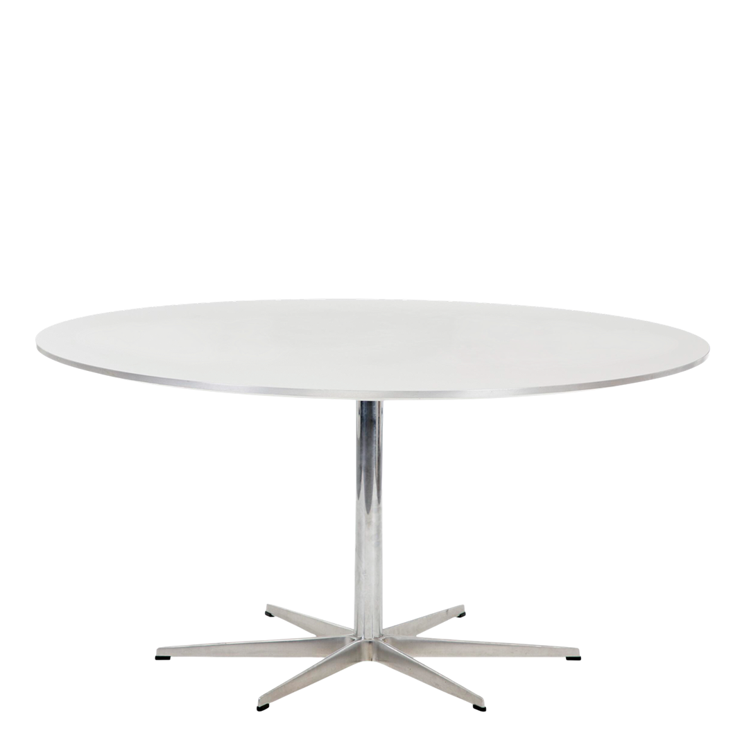 Arne Jacobsen : aluminum and white 57" laminate dining table, Denmark