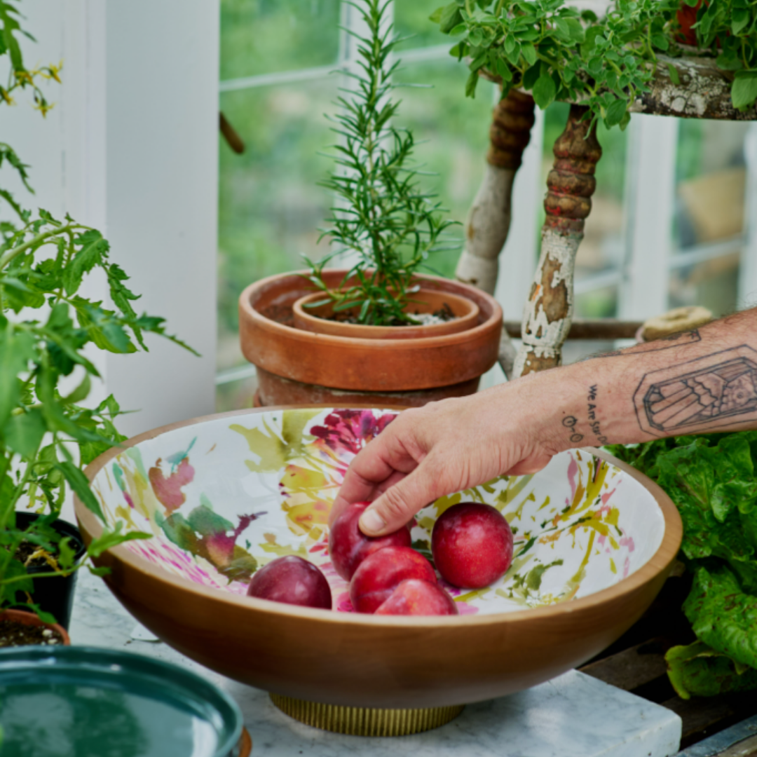 FINCH x Helen Dealtry : Large Footed Floral Serving Bowl