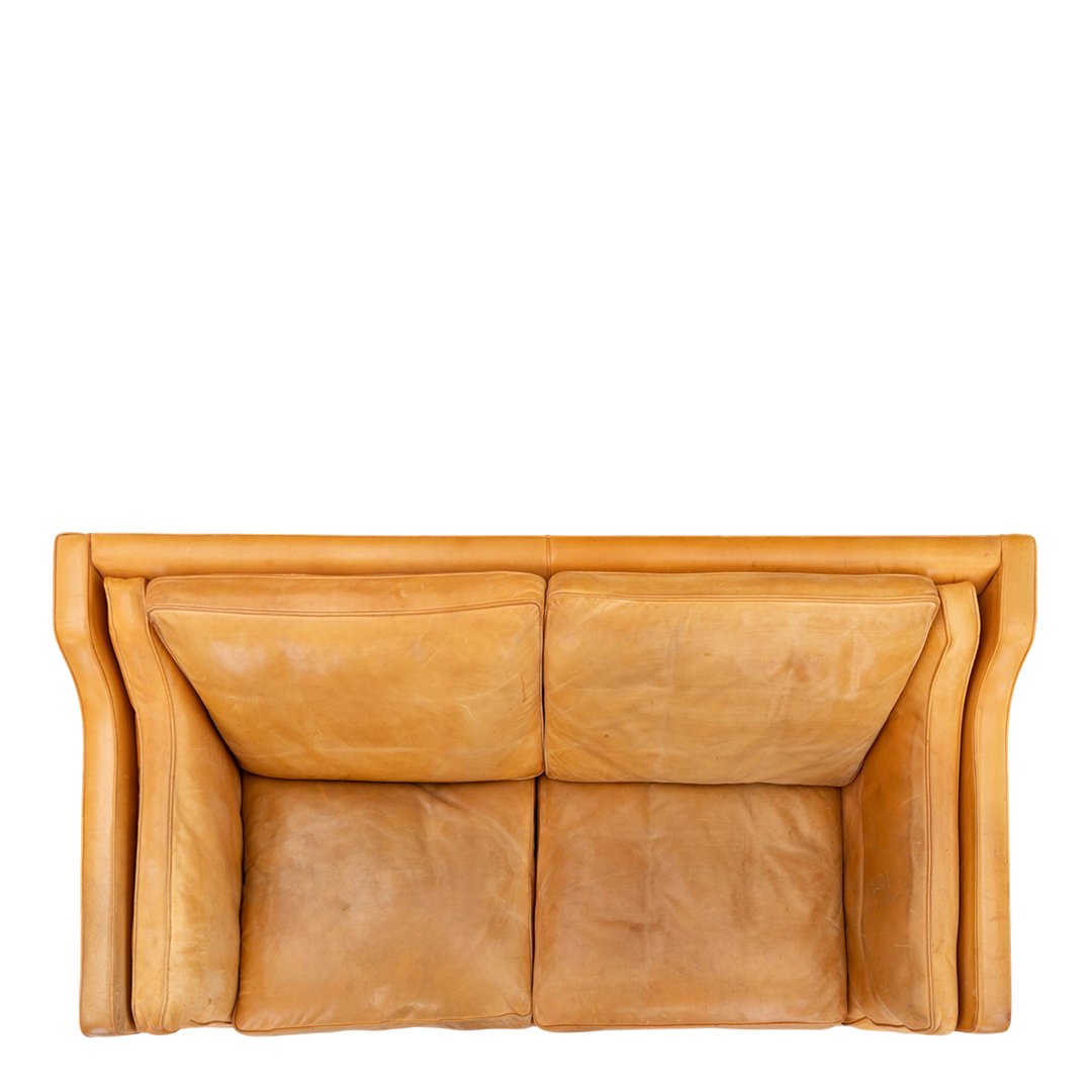 Børge Mogensen : 2-seat light cognac leather Model 2212 sofa