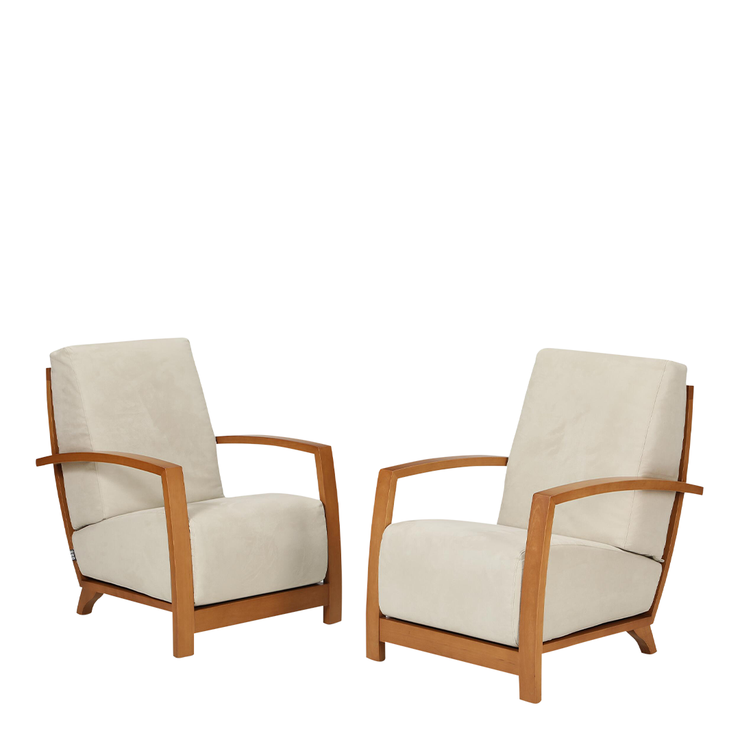 c2000 Sergio Barredo : pair of "Glamour" lounge chairs in light Alcantara