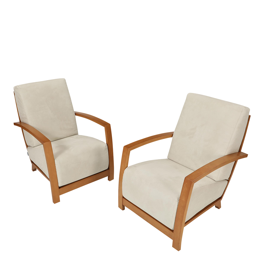 c2000 Sergio Barredo : pair of "Glamour" lounge chairs in light Alcantara