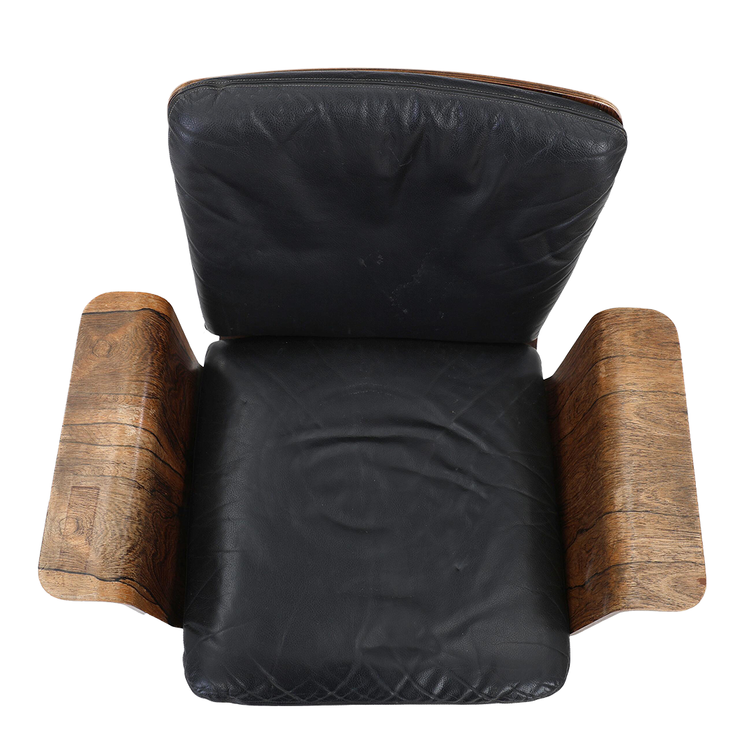 Ib & Jørgen Rasmussen : "Kevi" swivel office chair in rosewood & leather