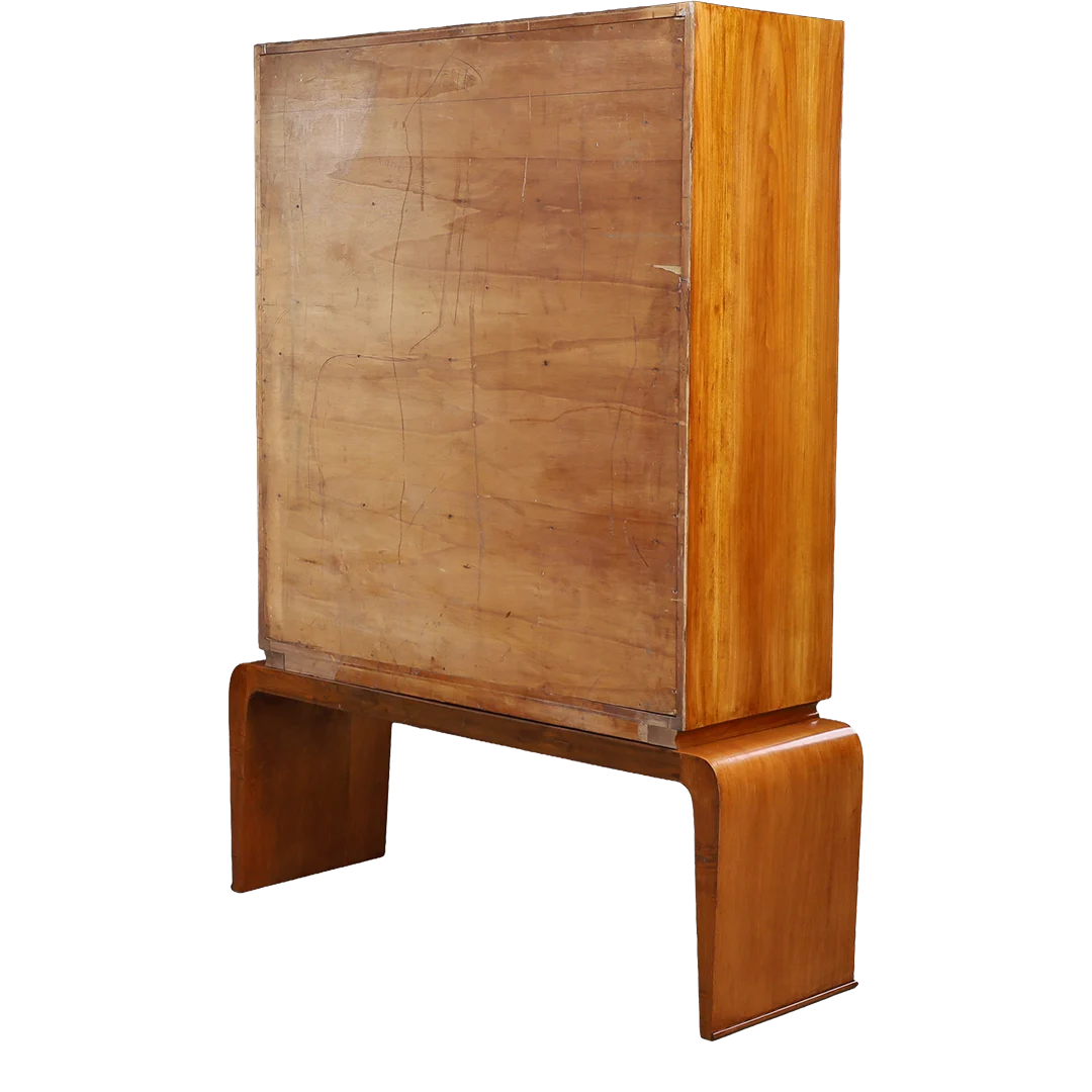 Late 1940s Paolo Buffa : curved front cherrywood Vitrine, Arrighi, Italy