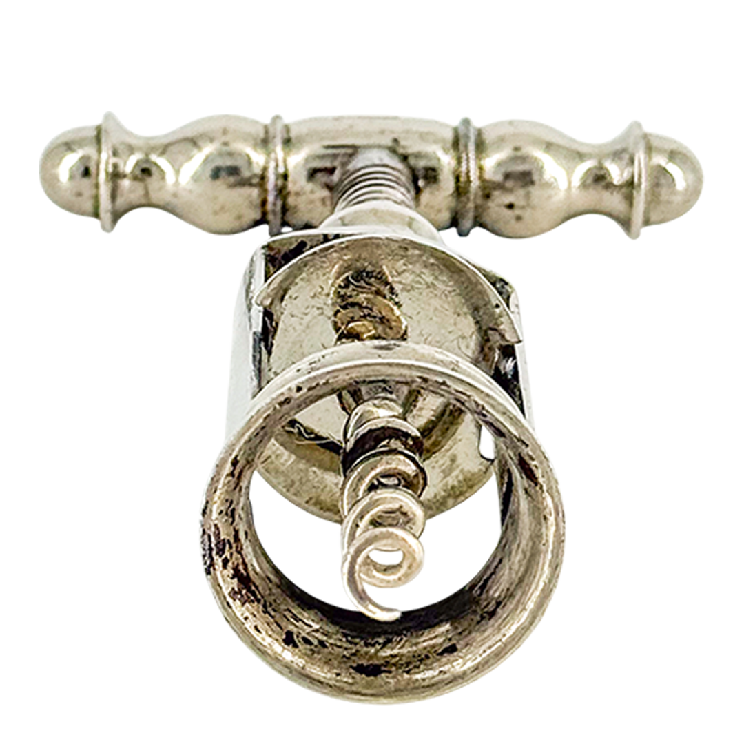 1930s German : double-knob nickel plated steel corkscrew