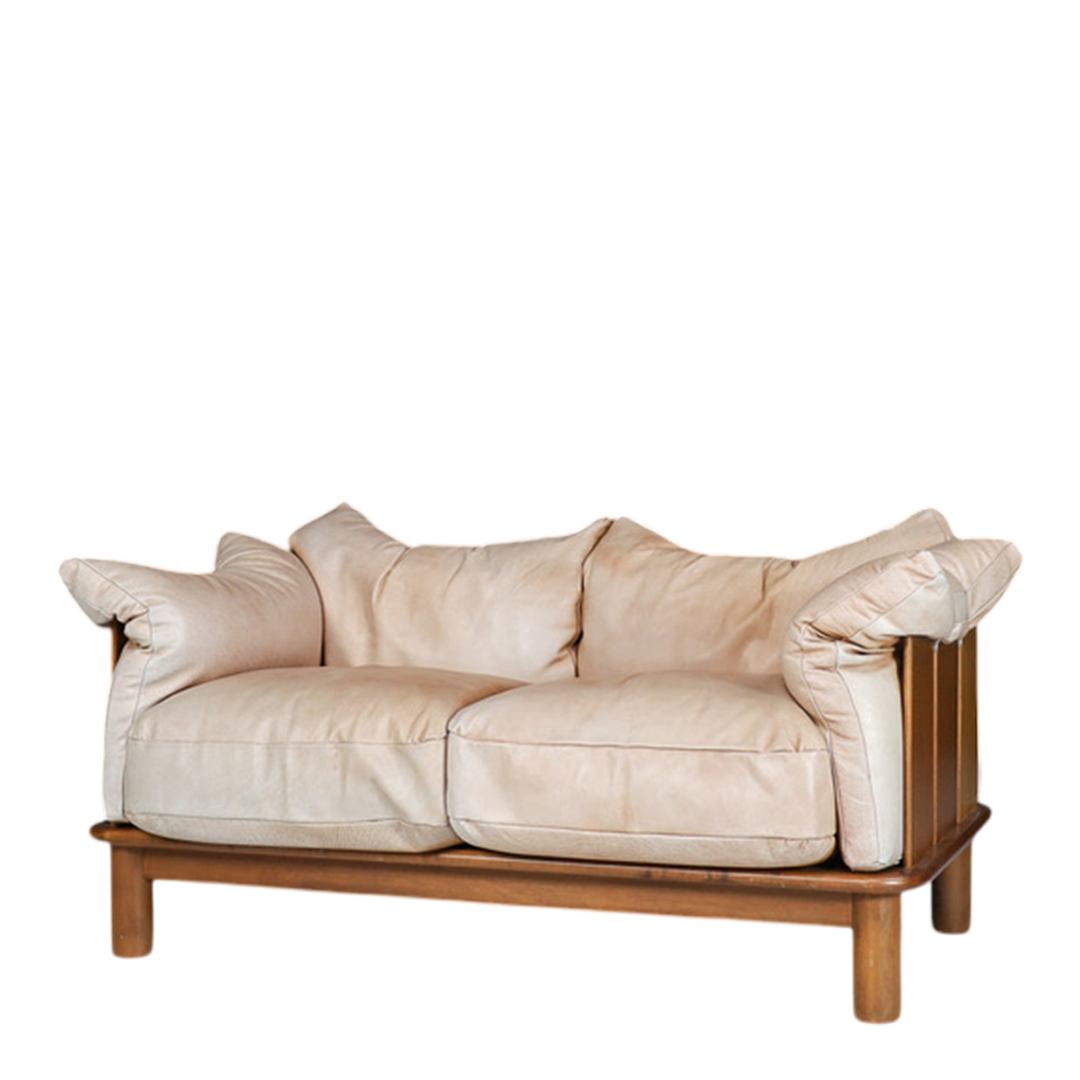 De Pas, D'Urbino & Lomazzi : 1970s light leather 2-seat sofa, Italy