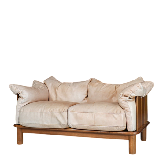 De Pas, D'Urbino & Lomazzi : 1970s light leather 2-seat sofa, Italy