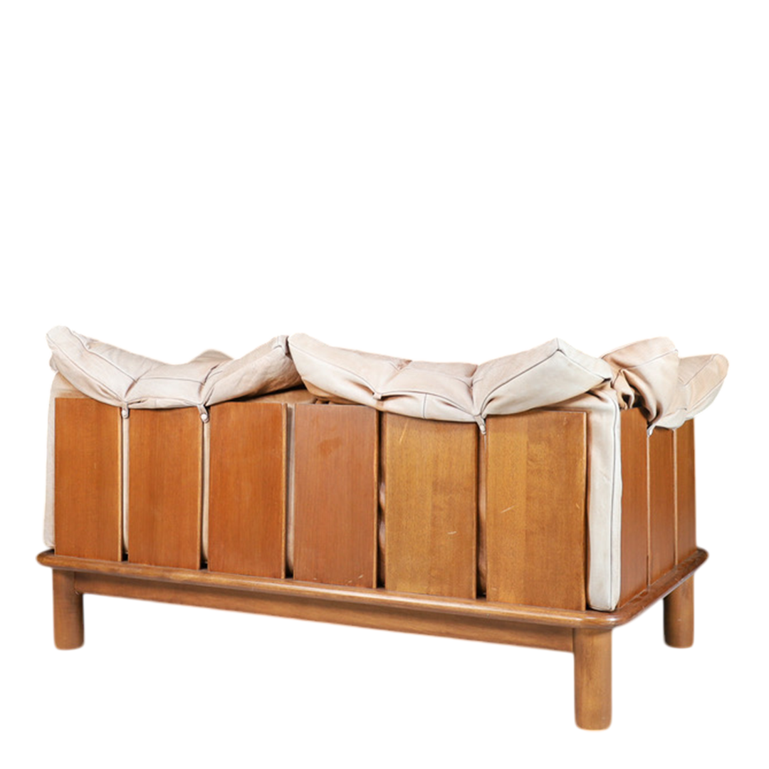 De Pas, D'Urbino & Lomazzi : 1970s light leather 2-seat sofa, Italy