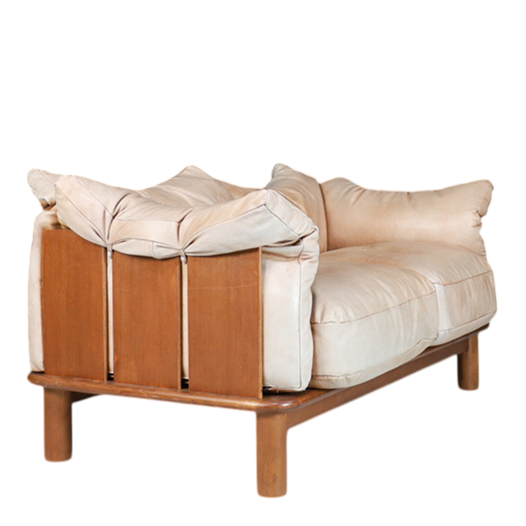De Pas, D'Urbino & Lomazzi : 1970s light leather 2-seat sofa, Italy
