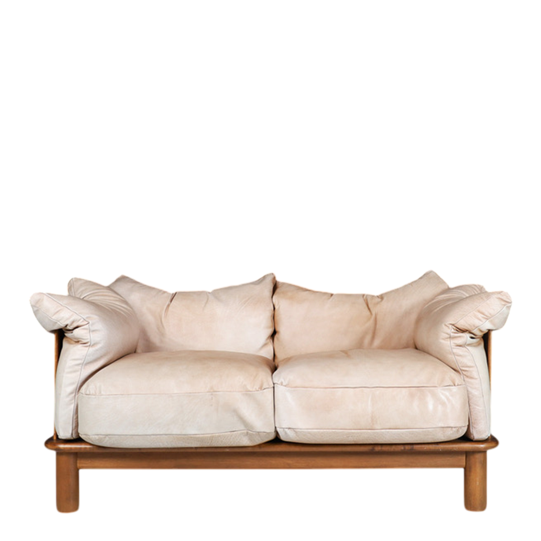 De Pas, D'Urbino & Lomazzi : 1970s light leather 2-seat sofa, Italy