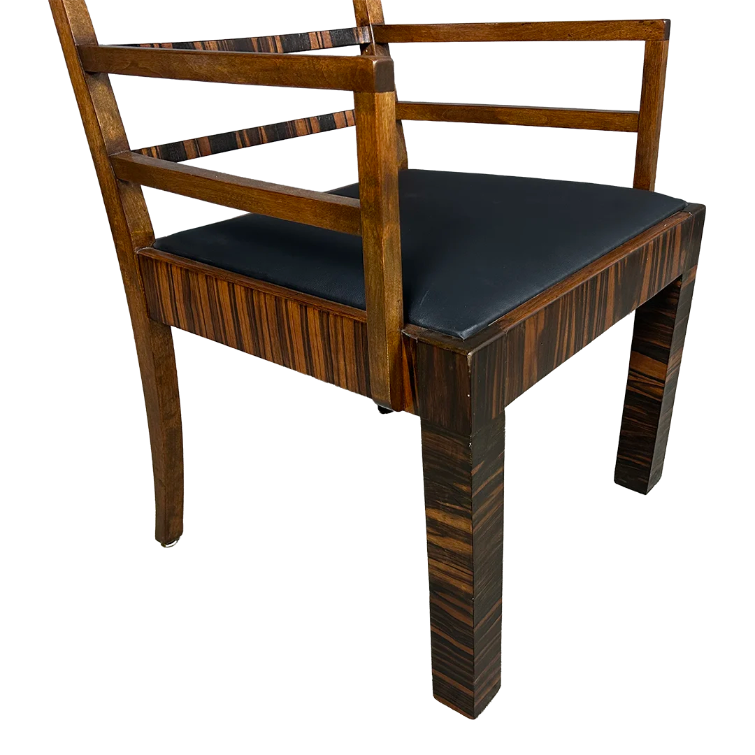 1930s Bruno Paul : exceptional pair Rationalist armchairs in Macassar Ebony
