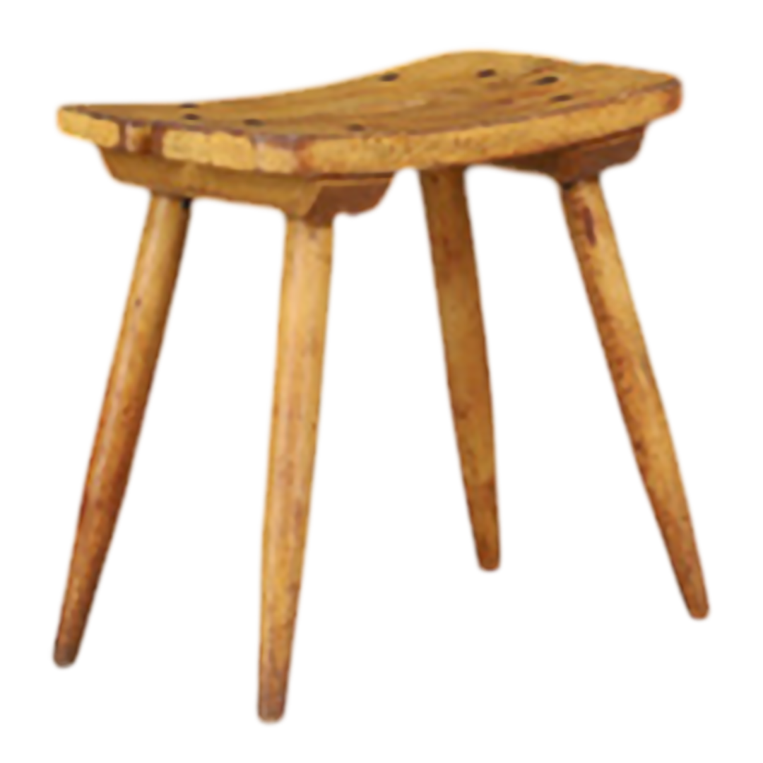 1970s French : solid pinewood tabouret stool