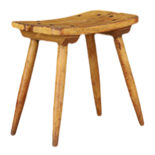 1970s French : solid pinewood tabouret stool