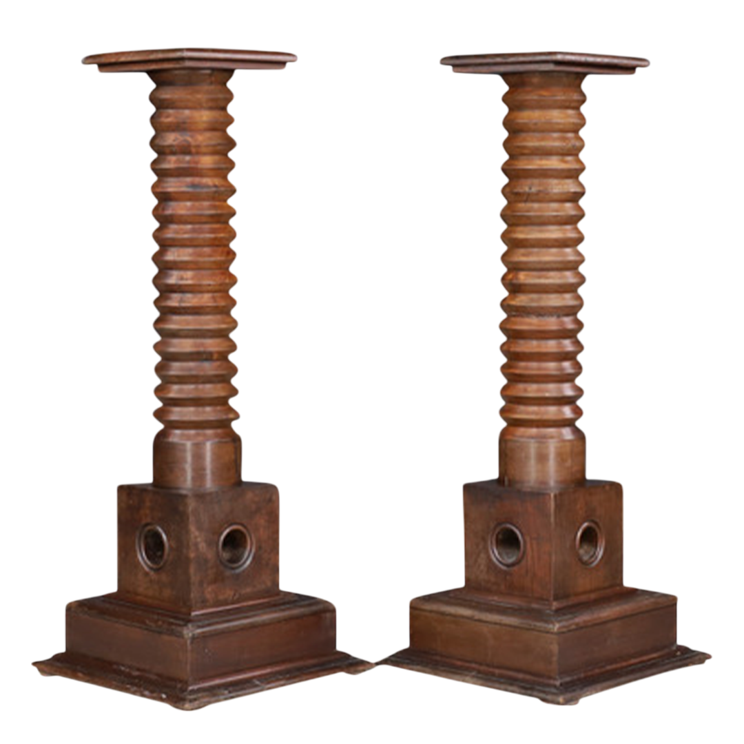 19th century French : 49" pedestal corkscrew wine press element
