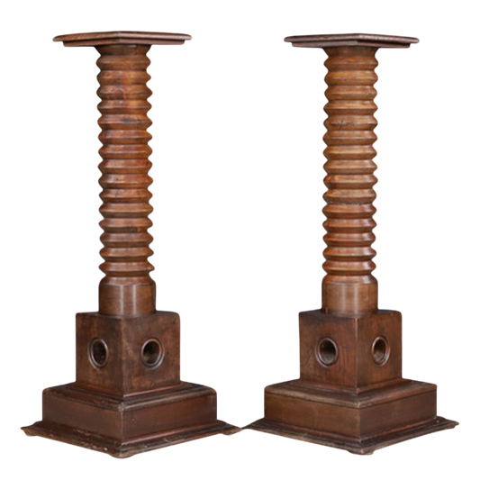 19th century French : 49" pedestal corkscrew wine press element