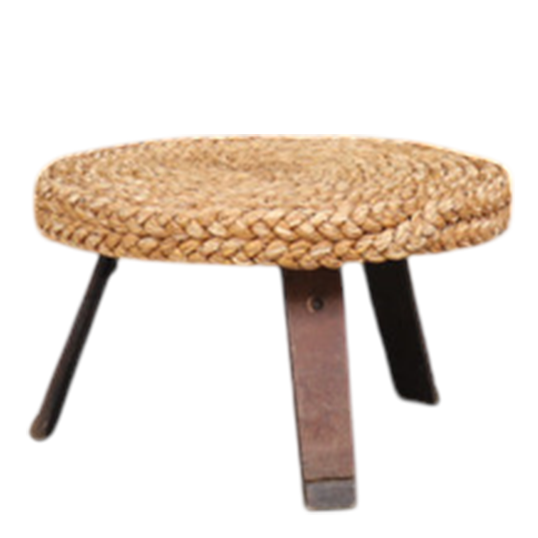 1950s Audoux Minet : 24" woven abaca/hemp coffee table, France