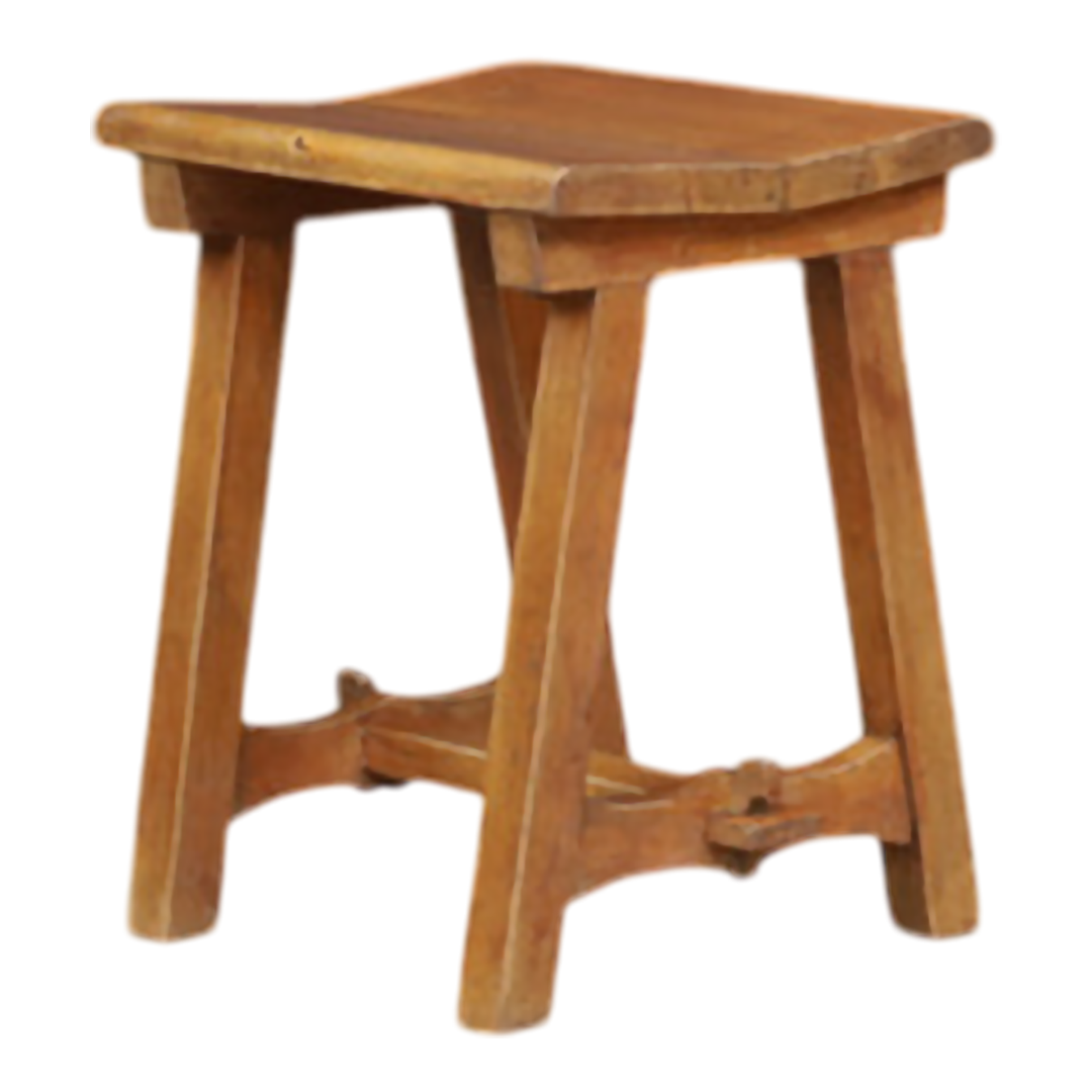 1950s French : solid oakwood stools with wedged tenon joint