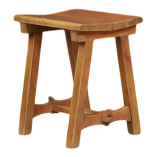 1950s French : solid oakwood stools with wedged tenon joint