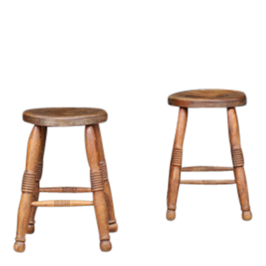 1950s French : turned wood stool, Charles Dudouyt style