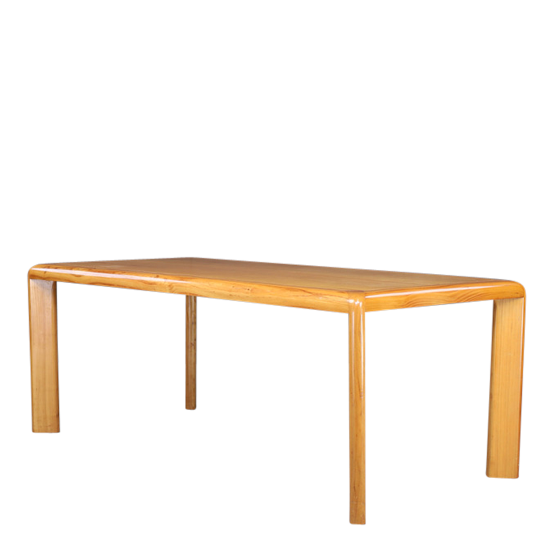 1970s Italian Modernist : solid ashwood dining table w/curved sides