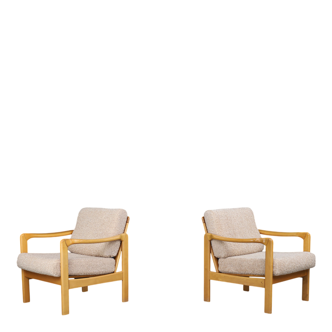 1960s Walter Knoll : solid beechwood "Stella" armchair