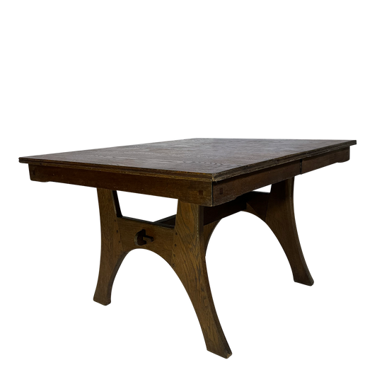 c1910 Léon Jallot : solid oakwood Art Nouveau dining table