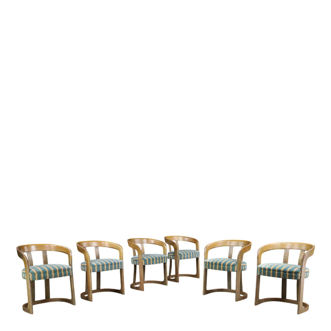 1960s AG Barcelona : set six Scarpa style dining chairs