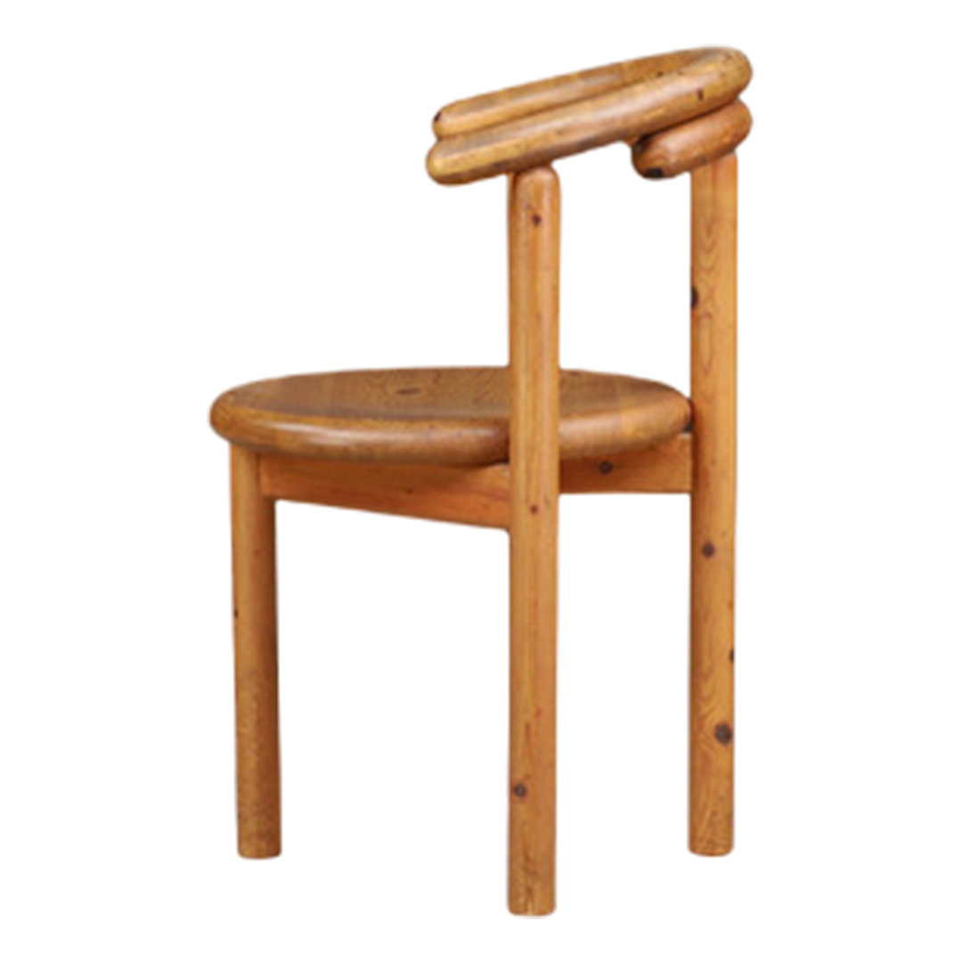 1970s Daumiller Style : set of eight solid pinewood dining chairs