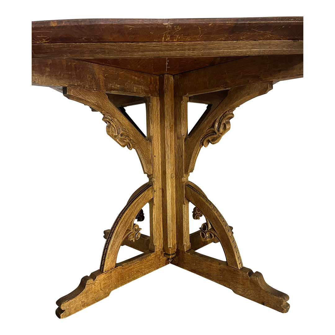 1880 French : Gothic Revival oakwood square dining table