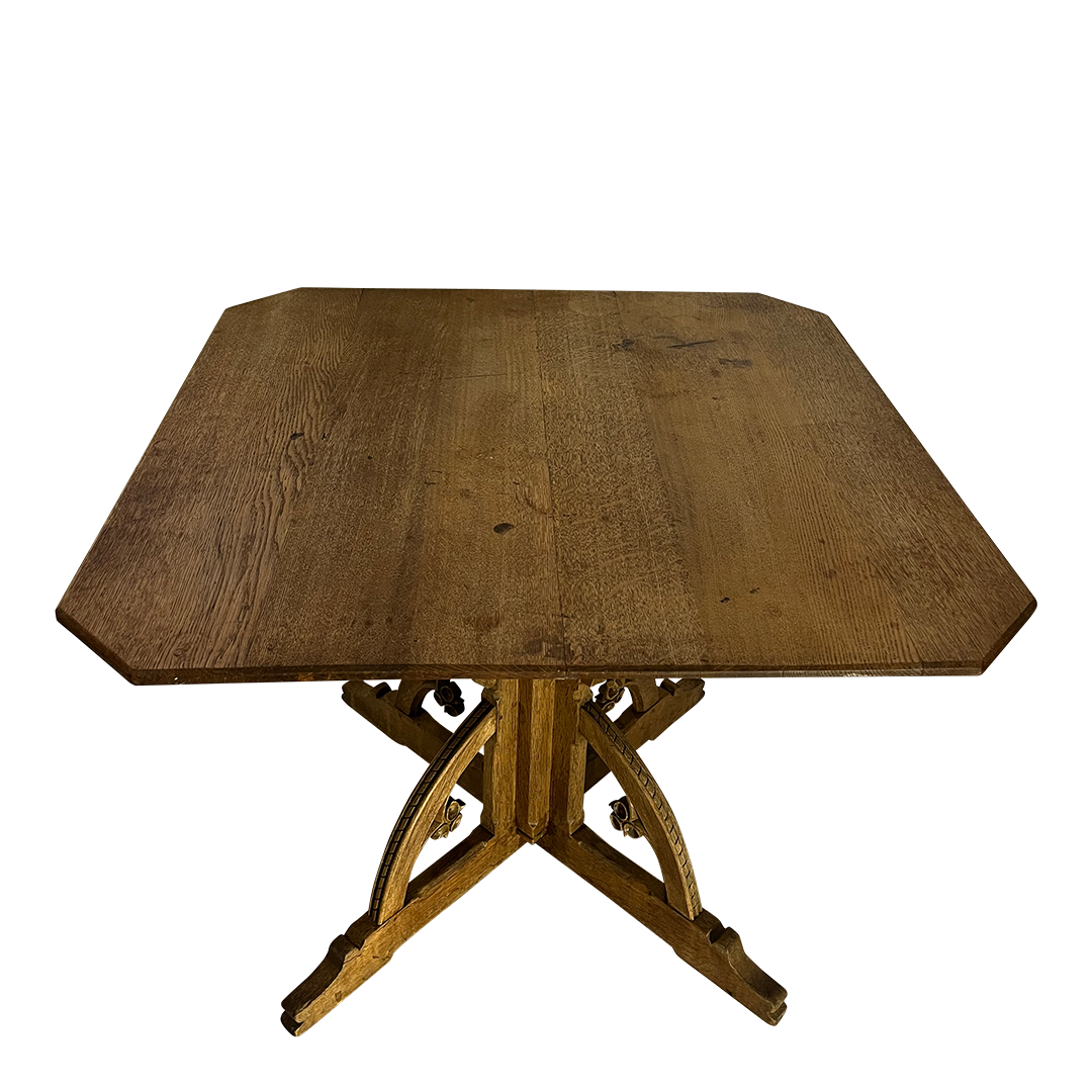 1880 French : Gothic Revival oakwood square dining table