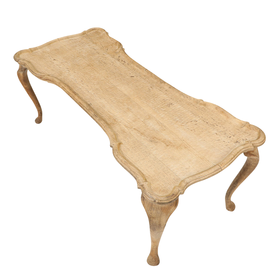 1940s Frits Henningsen : curved oakwood coffee table w/cabriole legs