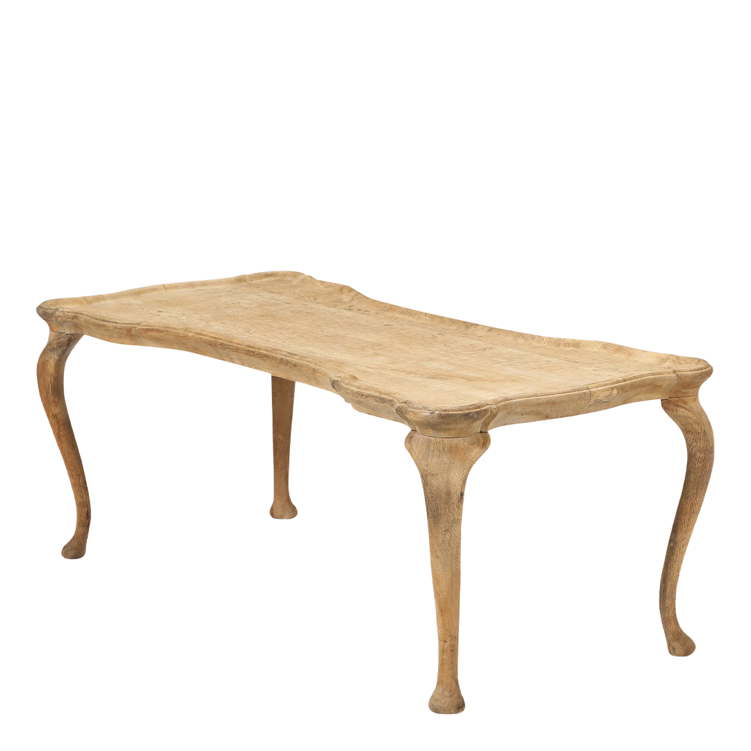 1940s Frits Henningsen : curved oakwood coffee table w/cabriole legs