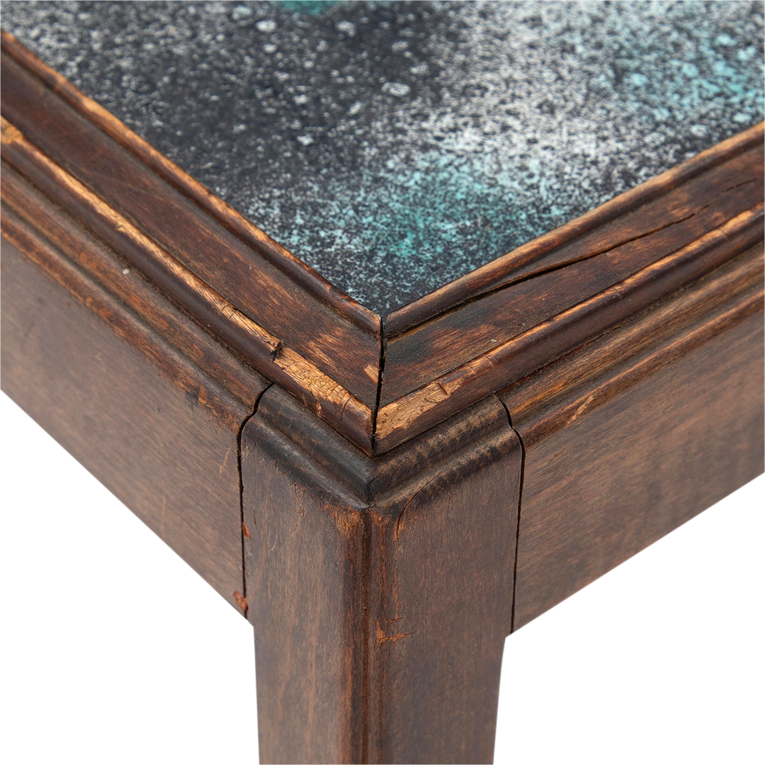 1950s Jens Thirslund : small beechwood and glazed tile top side table