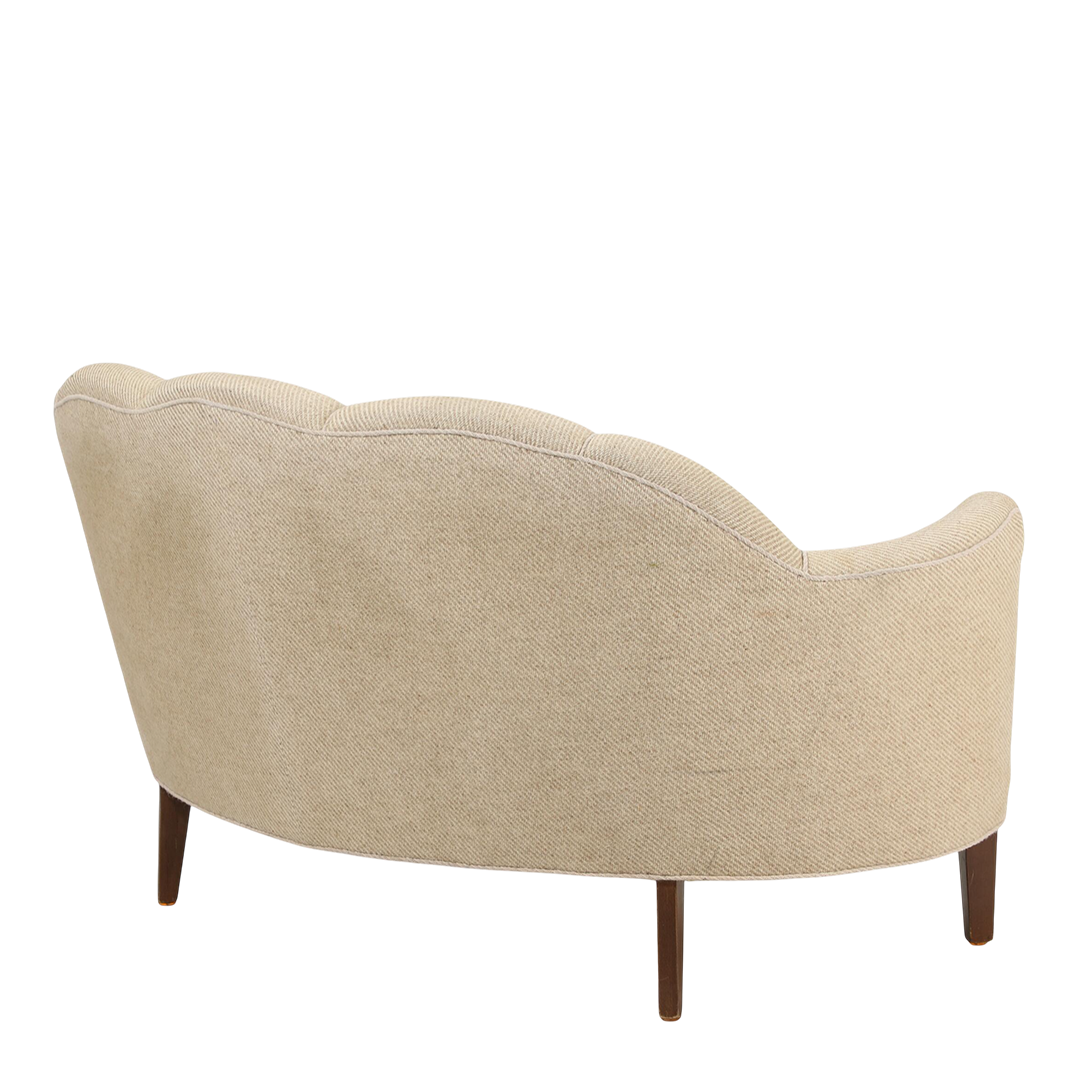 c1940 Danish : classic curved & sculpted 2-person settee