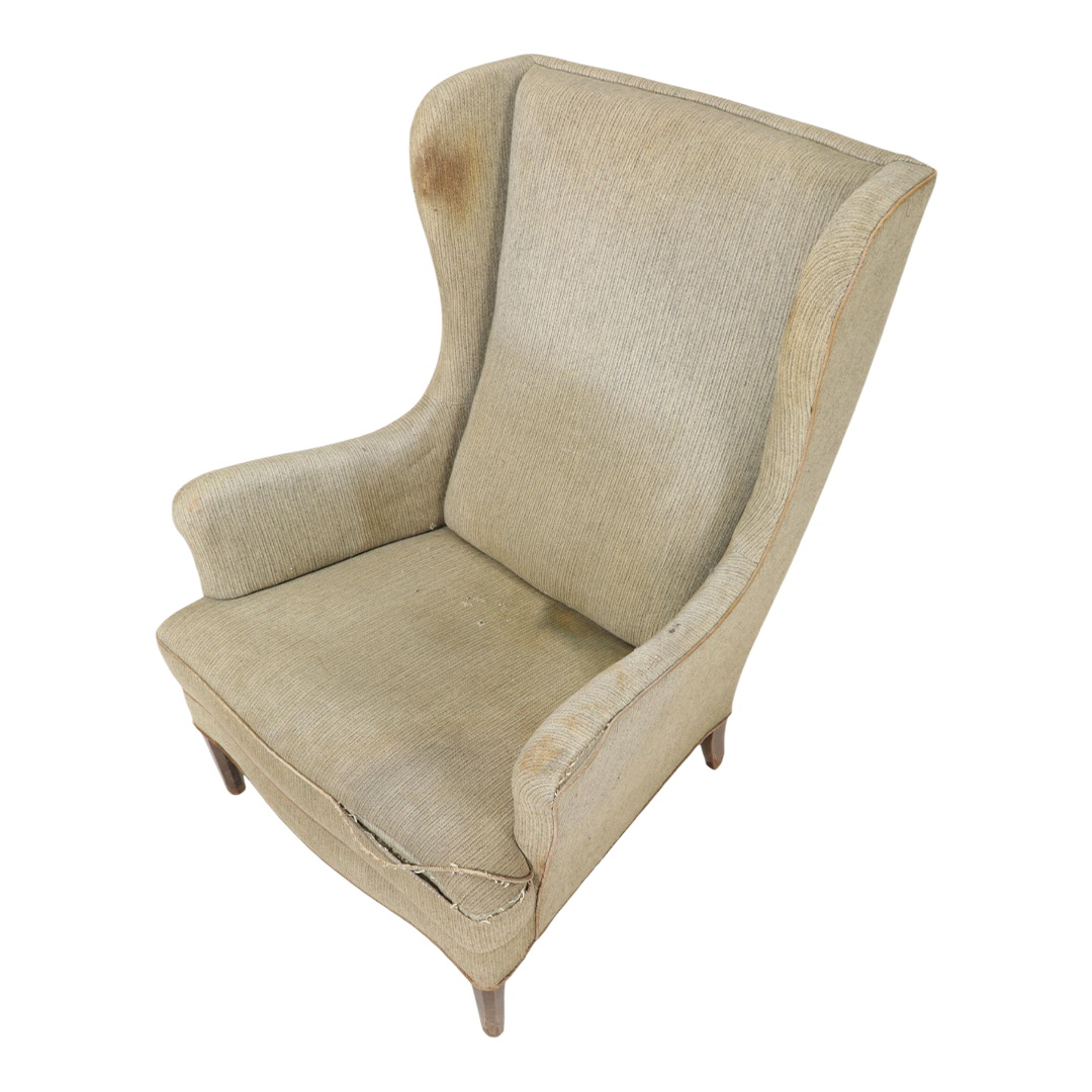 Late 1940s Fritz Hansen : gently curved tallback wingchair