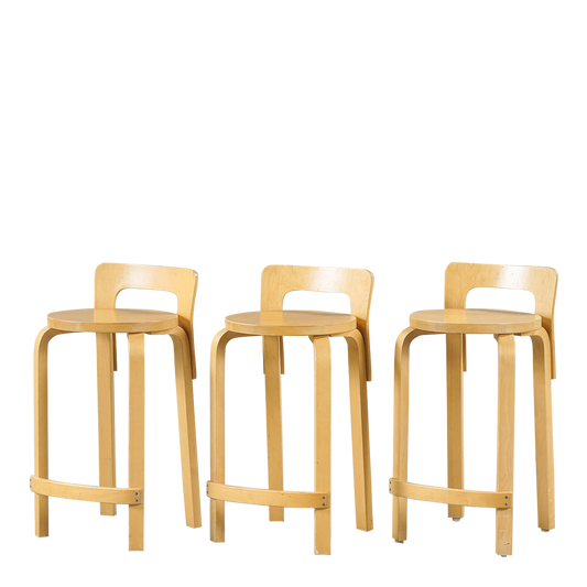 1930s design Alvar Aalto : model K65 birchwood counter stools